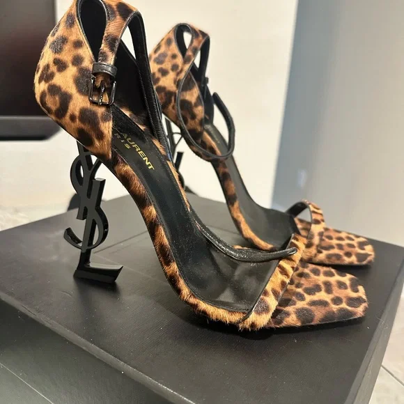 Saint Laurent Brown Leopard Print Heels - Picture 5 of 5